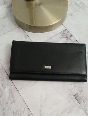 Danier Black Leather Fold-Over Wallet